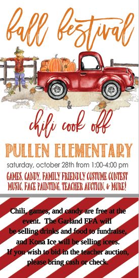 Fall Festival and Chili Cook off information 
